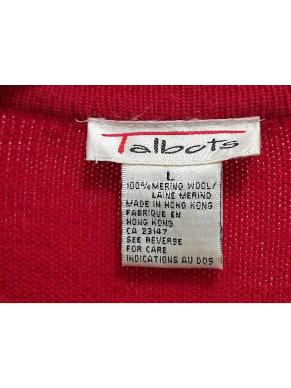 Vtg Talbots Cable Knit Cardigan Merino Wool Winter Holiday Outdoor Warm Size L
